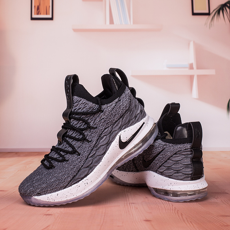 Mens Nike Lebron James 15 Basketball Shoes XV Low Black White Black AO1755 002 