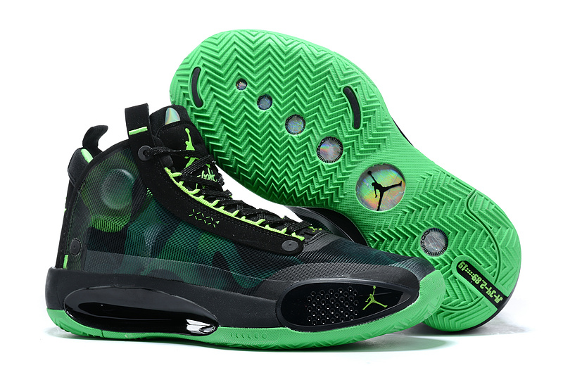 Men's Air Jordan 34 Black Green Basketball Shoes - DropShippingNike.com