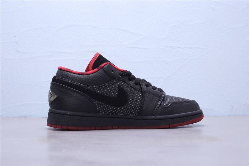 Air Jordan 1 Retro Low Black Metallic Silver Varsity Red 309192-001 Mens Womens Basketball Shoes 