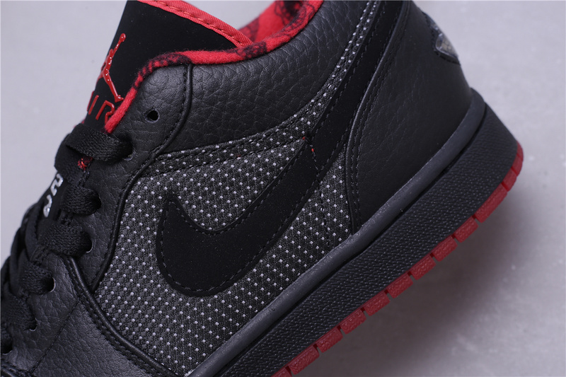 Air Jordan 1 Retro Low Black Metallic Silver Varsity Red 309192-001 Mens Womens Basketball Shoes 