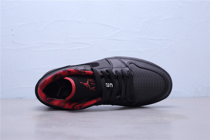 Air Jordan 1 Retro Low Black Metallic Silver Varsity Red 309192-001 Mens Womens Basketball Shoes 